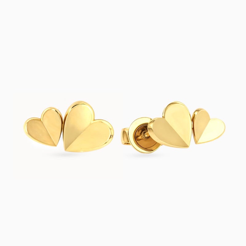 Miss L' by L'azurde Heart Stud Earrings in 18K Gold - Image 3